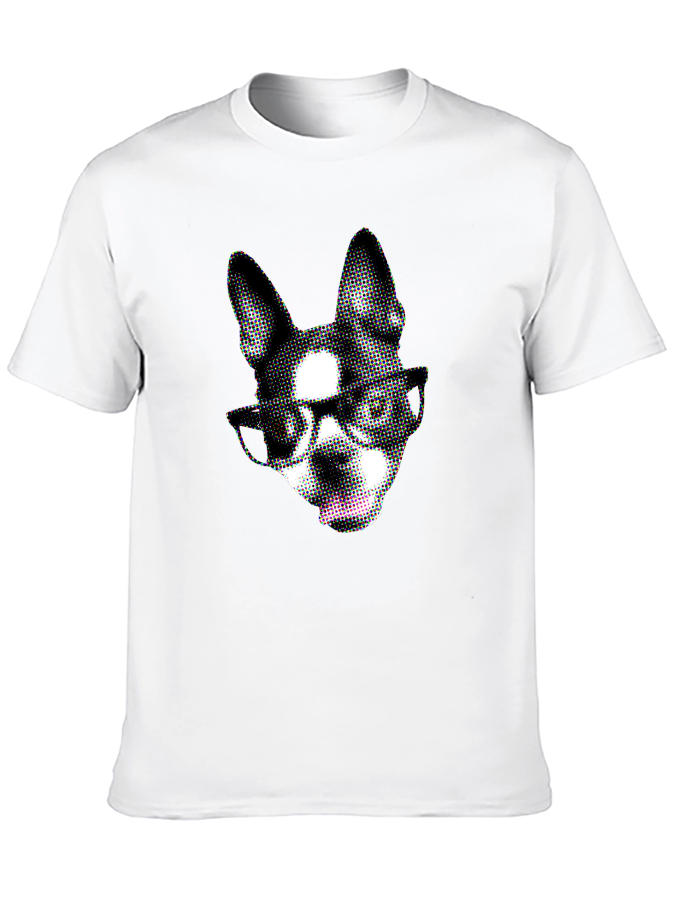 Dog with Glasses Graphic Black T-Shirt