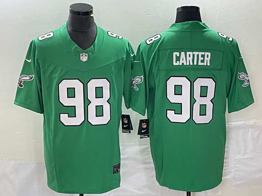 Men's Philadelphia Eagles Jalen Carter #98 Kelly Green Game Jerseys