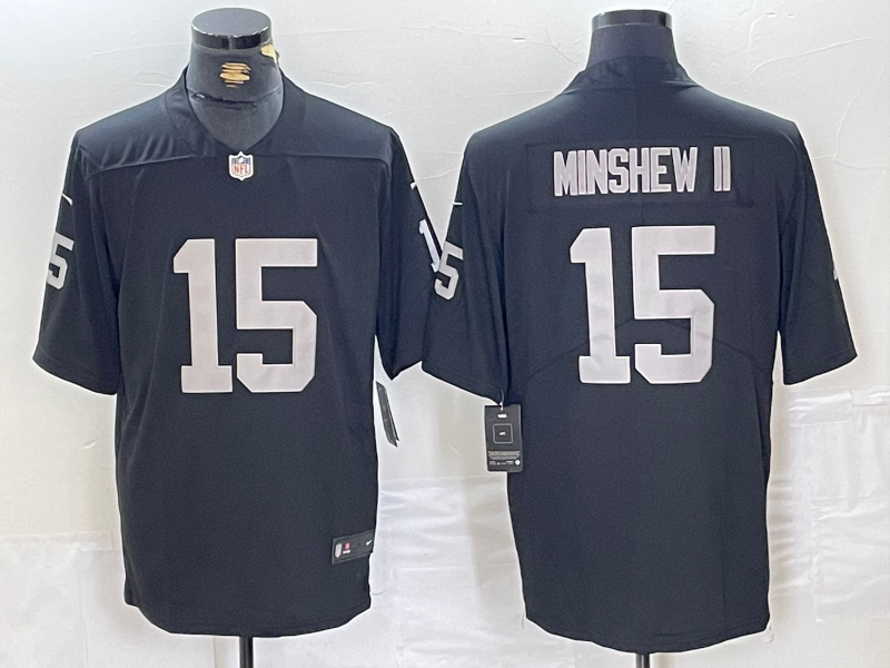 Men's Las Vegas Raiders Gardner Minshew II #15 Black Game Jerseys