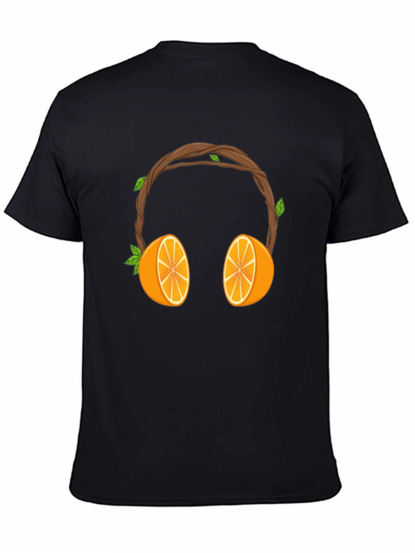 Orange Headphones Graphic Tee - Unique Fruit Design