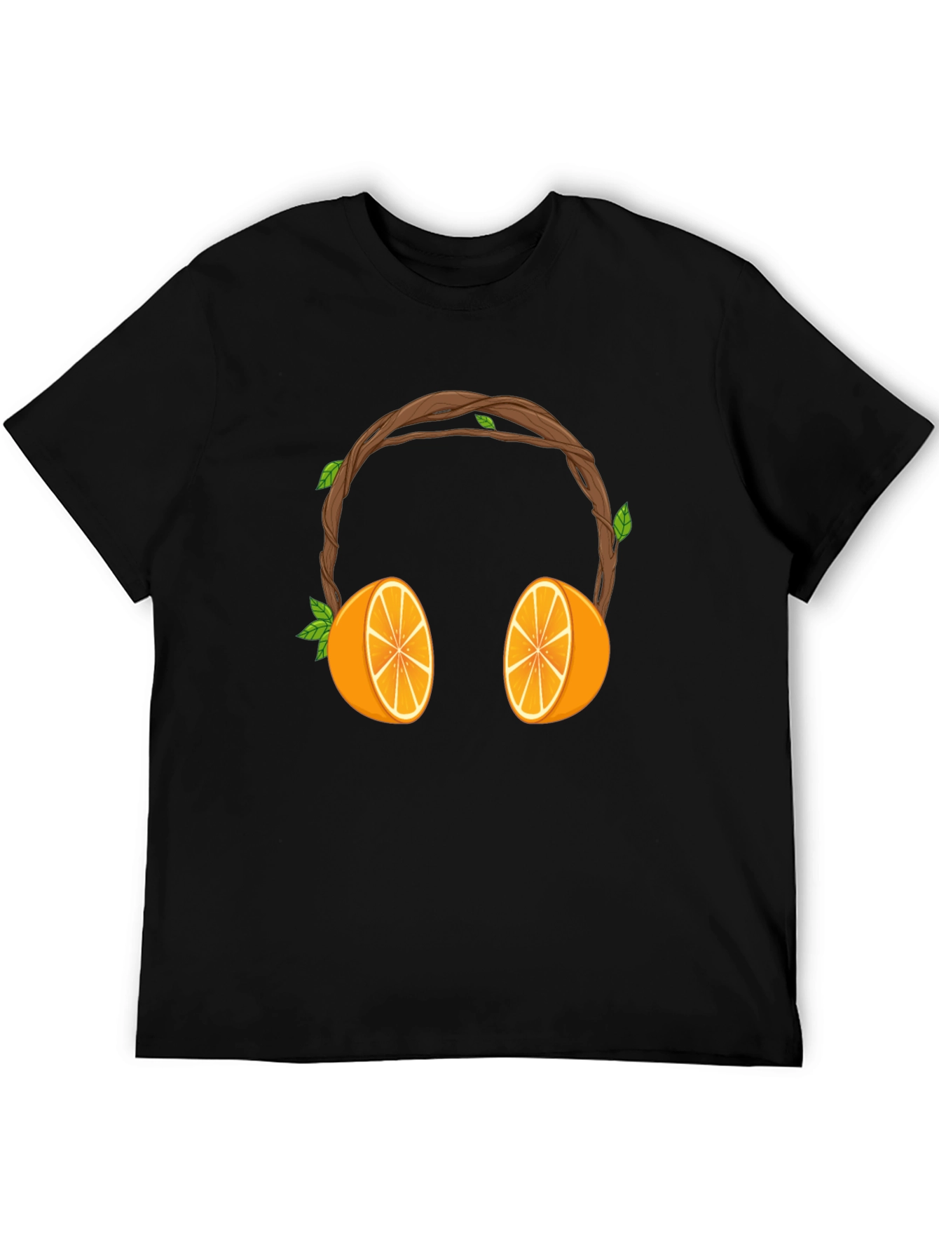 Orange Headphones Graphic Tee - Unique Fruit Design