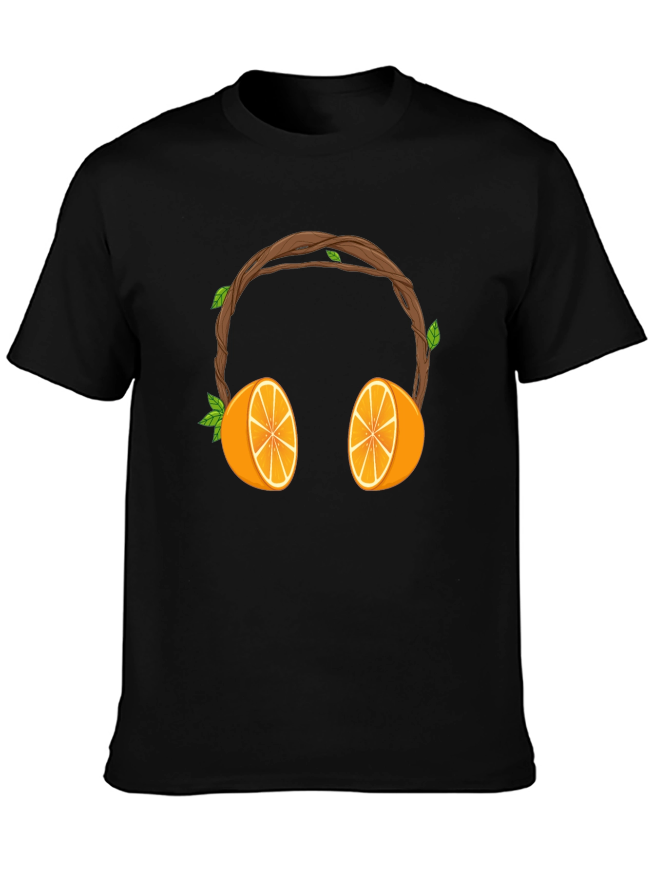 Orange Headphones Graphic Tee - Unique Fruit Design