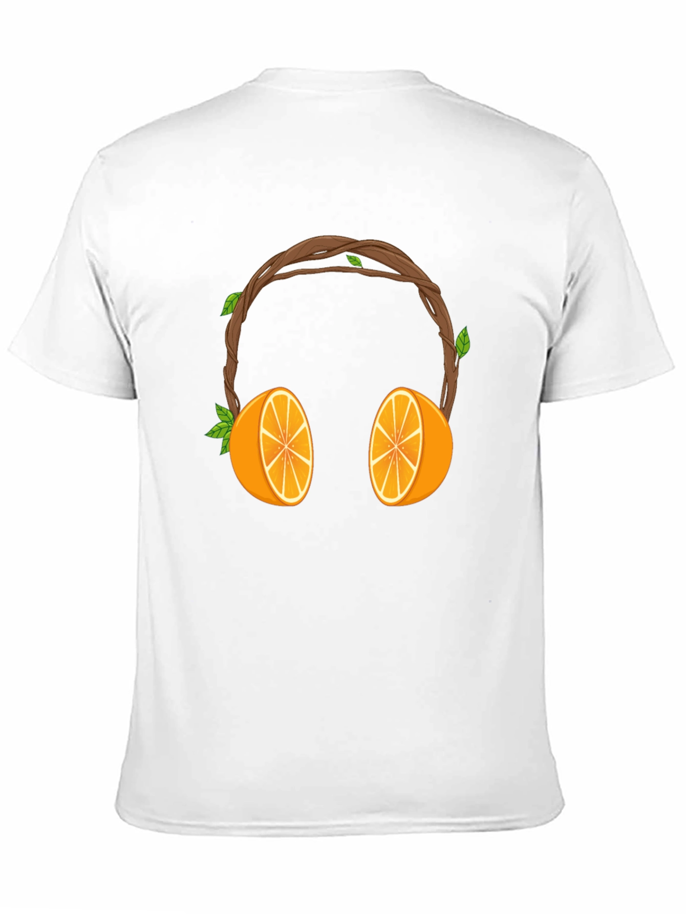 Orange Headphones Graphic Tee - Unique Fruit Design