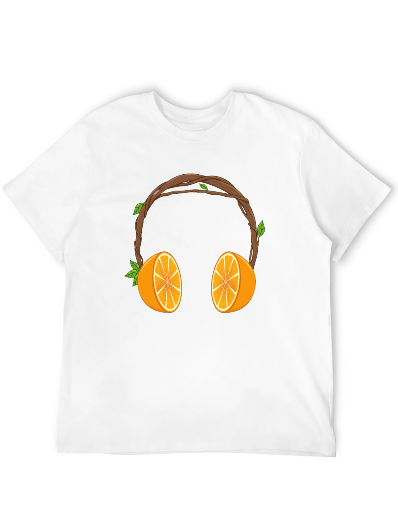 Orange Headphones Graphic Tee - Unique Fruit Design