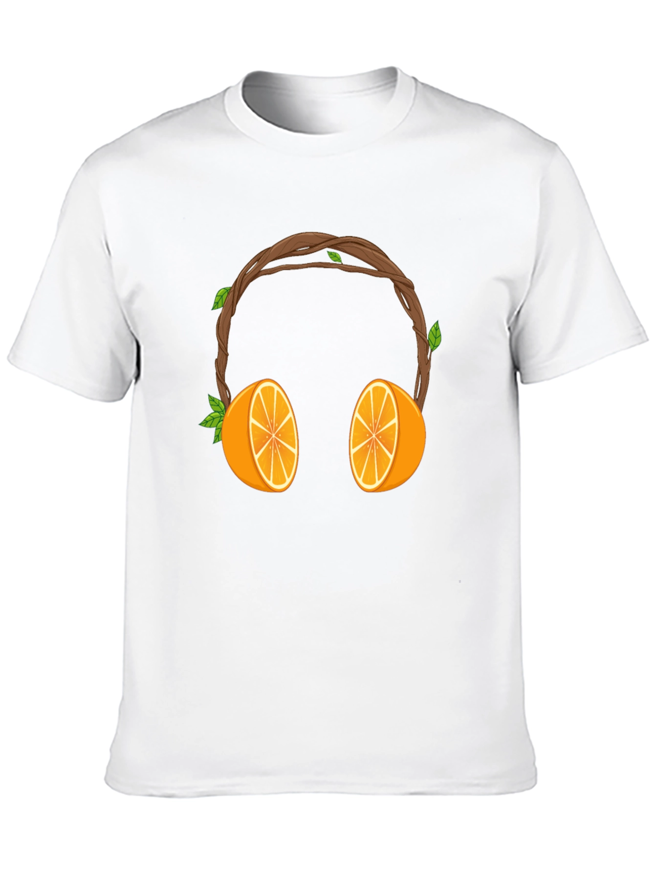 Orange Headphones Graphic Tee - Unique Fruit Design