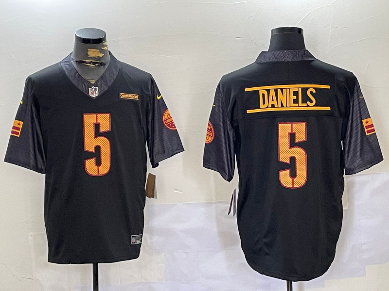 Men's Washington Commanders Jayden Daniels #5 Black Alternate Game Player Jerseys