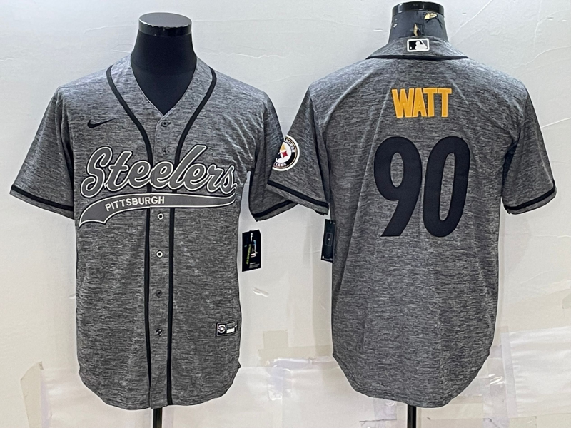 Men's Pittsburgh Steelers T.J. Watt #90 Gray Game Jerseys Joint edition