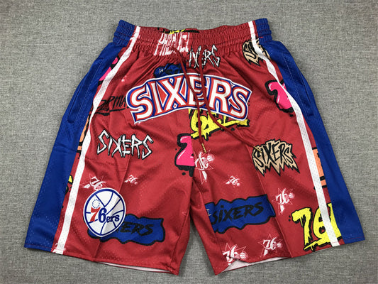 Men's Philadelphia 76ers Red Graffiti Edition Pocket Shorts1