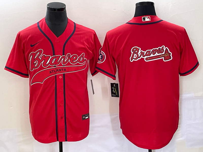 Men's Atlanta Braves Red Replica Team Jerseys Joint Edition