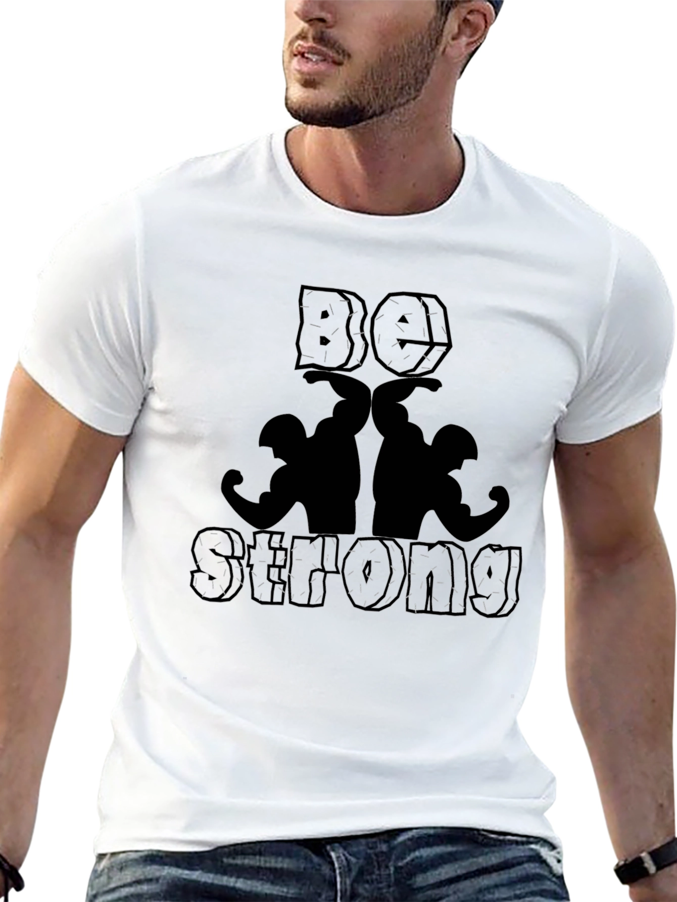 Be Strong Graphic Print Black T-Shirt