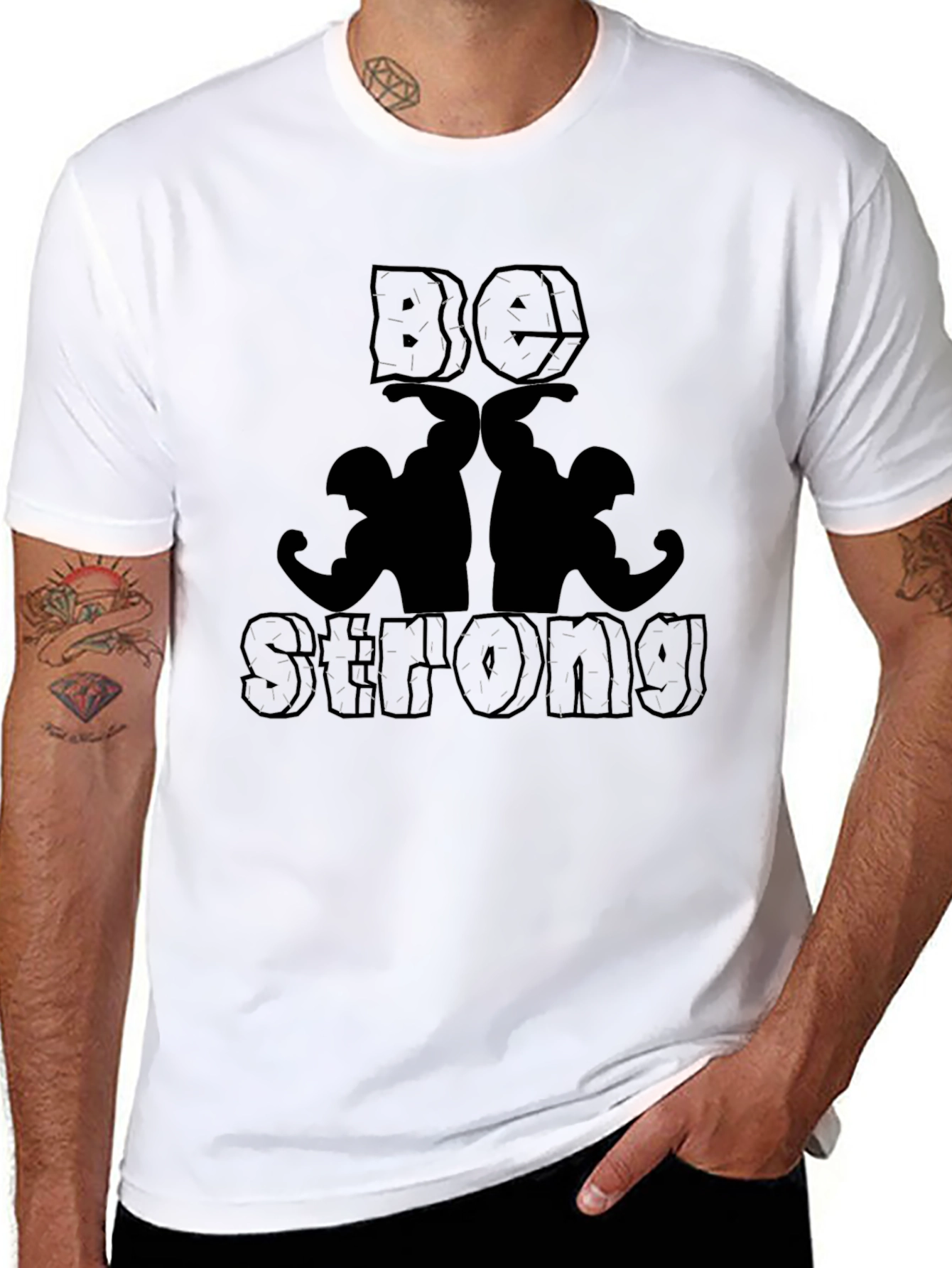 Be Strong Graphic Print Black T-Shirt
