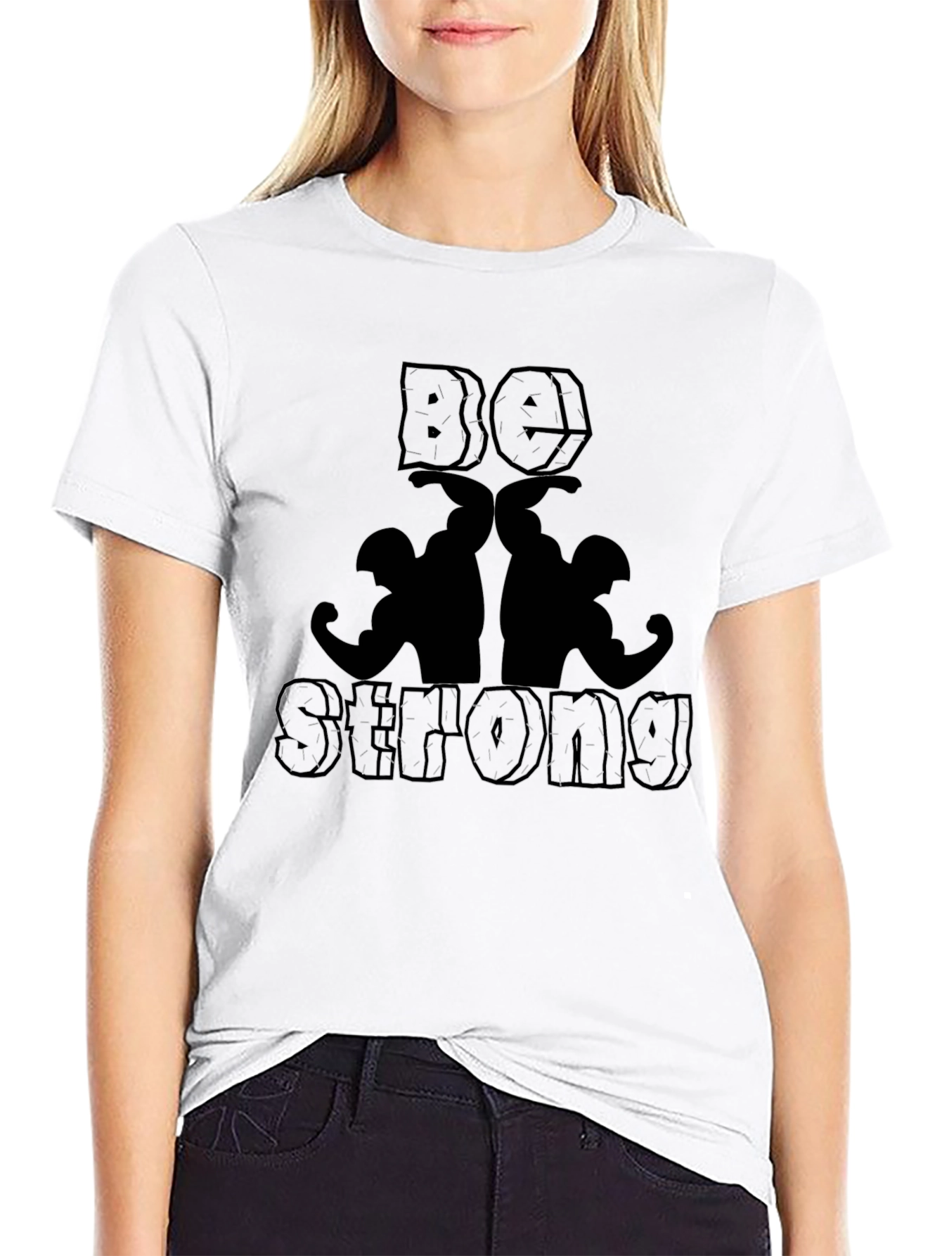 Be Strong Graphic Print Black T-Shirt