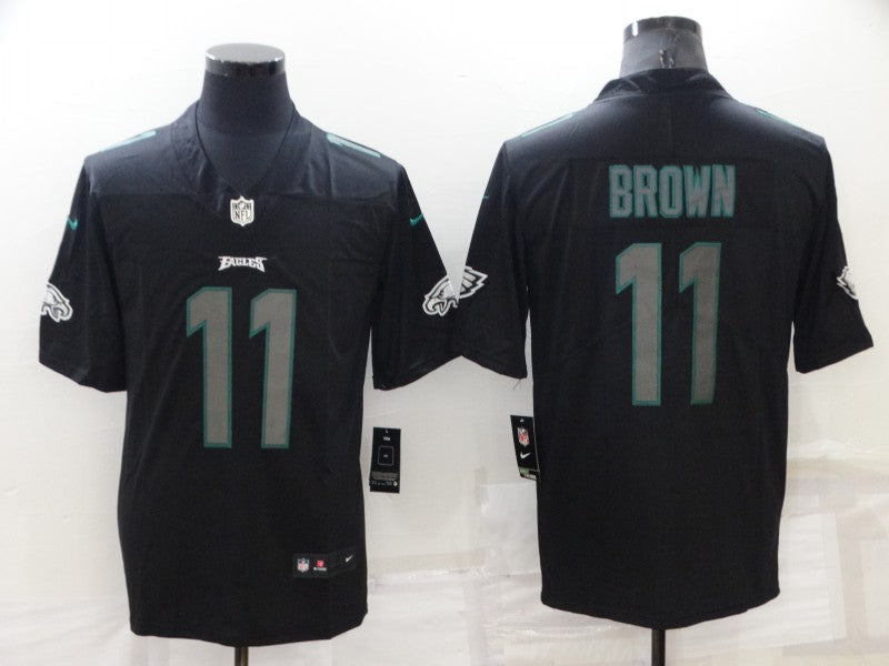 Men's Philadelphia Eagles A.J. Brown #11 Black Authentic Player Jerseys