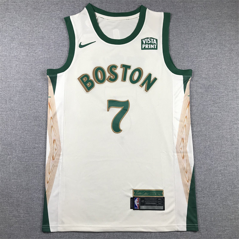 Men's Boston Celtics Jaylen Brown #7 White 2023/24 Swingman Jerseys - City Edition