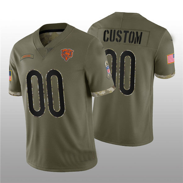 Custom1 Chicago Bears ACTIVE PLAYER 2022 Olive Salute To Service Limited Stitched Jerseys Football Jerseys