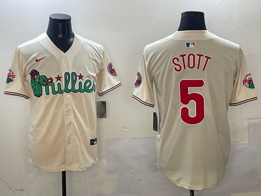 Men's Philadelphia Phillies Bryson Stott #5 Cream Replica Team Jerseys