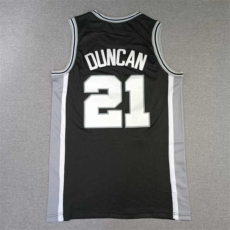 Men's San Antonio Spurs Tim Duncan Black Big & Tall Hardwood Classics Jerseys