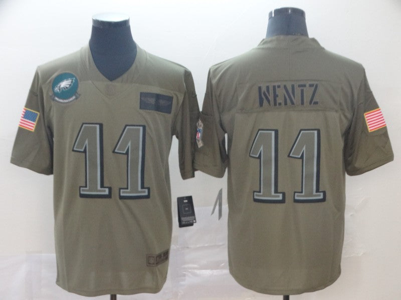 Men's Philadelphia Eagles Carson Wentz #11 Brown Team Game Jerseys