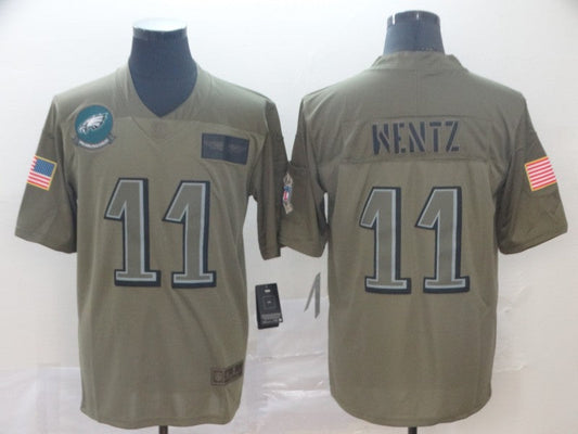 Men's Philadelphia Eagles Carson Wentz #11 Brown Team Game Jerseys