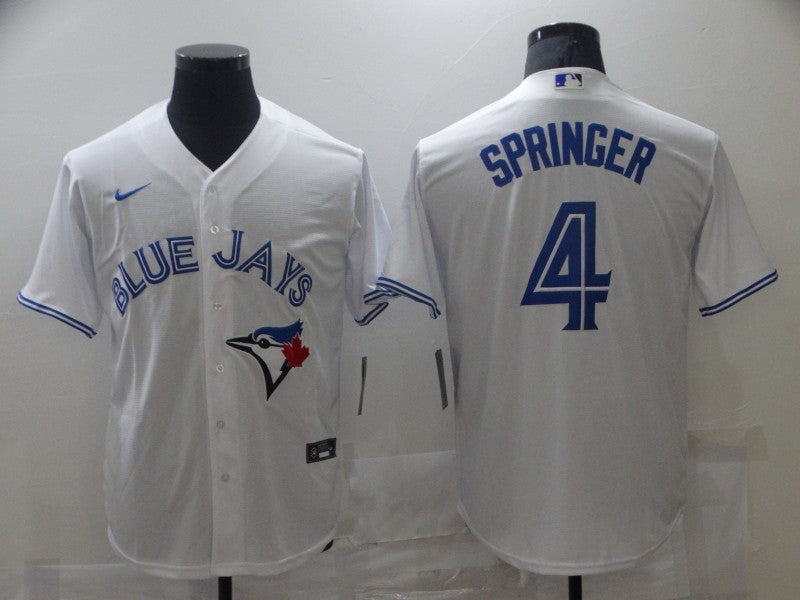 Men's Toronto Blue Jays George Springer #4 White Replica Baseball Jerseys