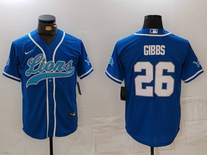 Men's Detroit Lions Jahmyr Gibbs #26 Blue Game Jerseys