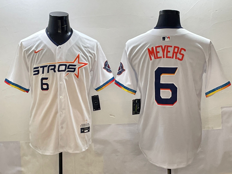 Men's Houston Astros Jake Meyers #6 White 2025 City Connect Limited Player Jerseys