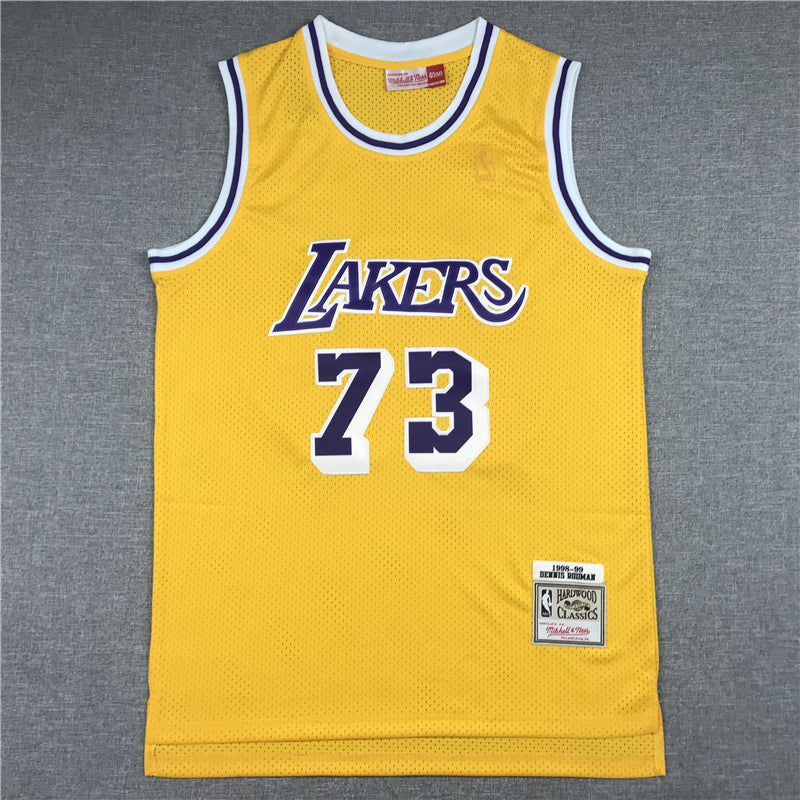 Men's Los Angeles Lakers Dennis Rodman Classics Swingman Jerseys - Retro Yellow