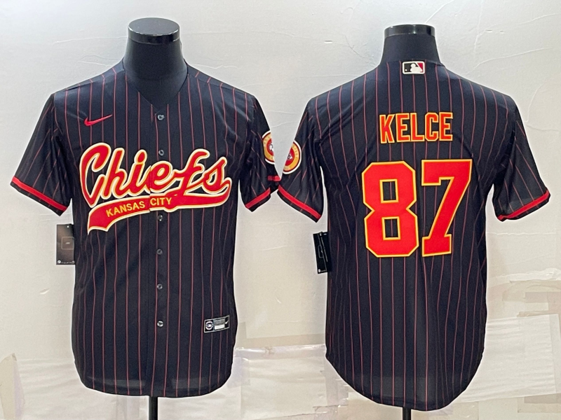 Men's Kansas City Chiefs Travis Kelce #87 Black Game Player Jerseys Joint Edition