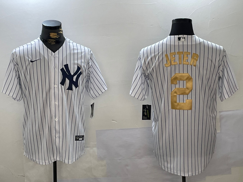 Men's New York Yankees Derek Jeter #2 White Game Jerseys