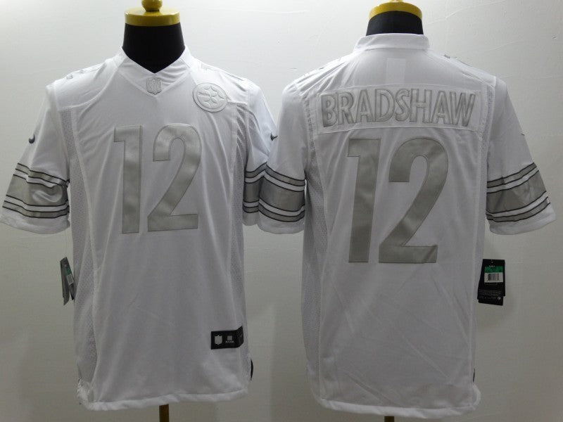 Men's Pittsburgh Steelers Terry Bradshaw #12 White Game Jerseys