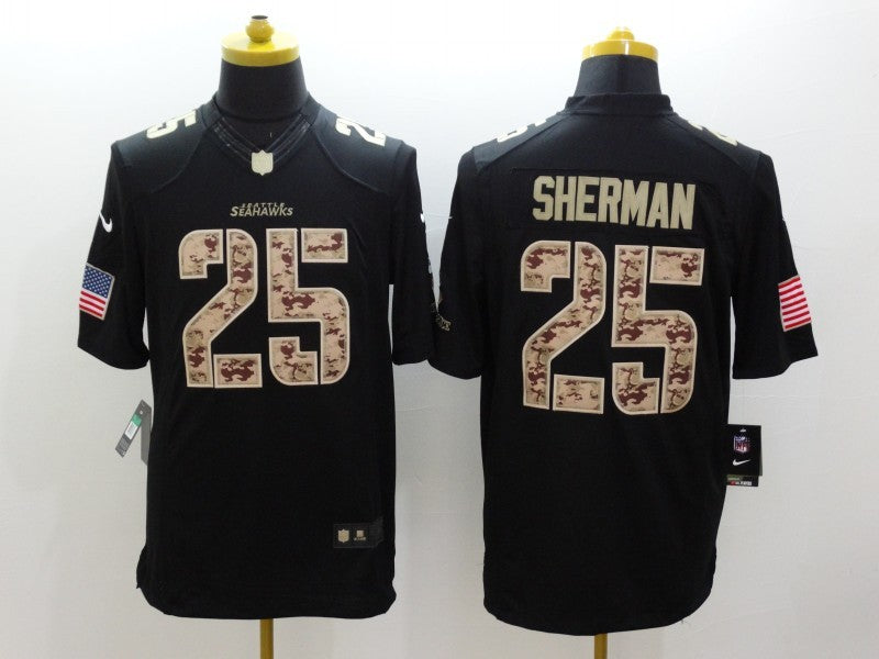 Men's Seattle Seahawks Richard Sherman #25 Black Game Player Jerseys