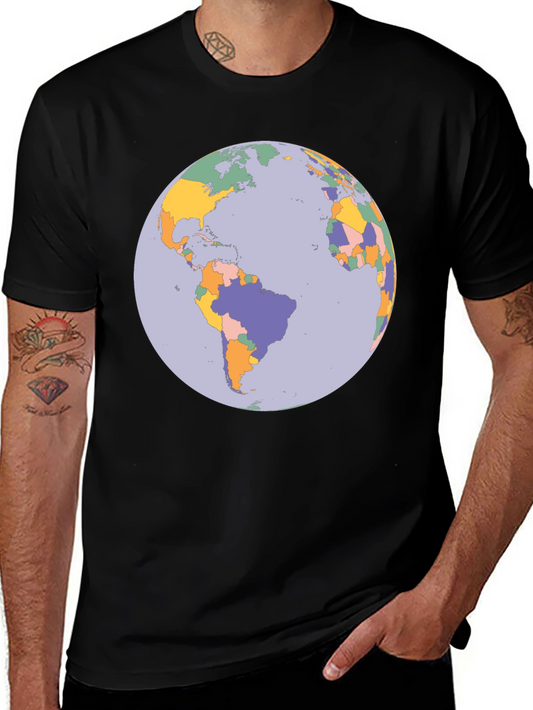 Earth Map Graphic Tee - Soft Cotton Blend