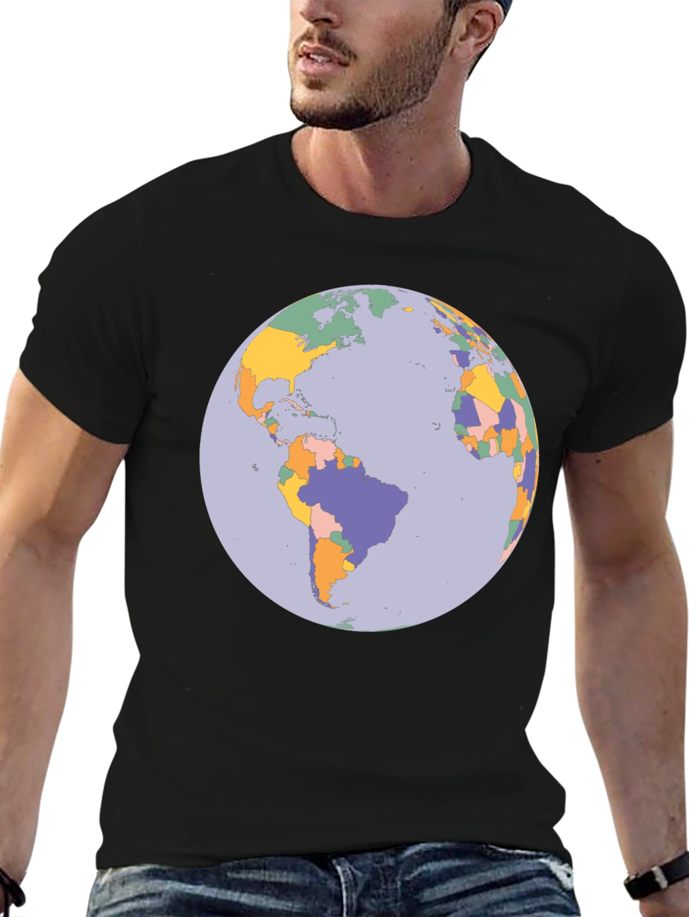 Earth Map Graphic Tee - Soft Cotton Blend