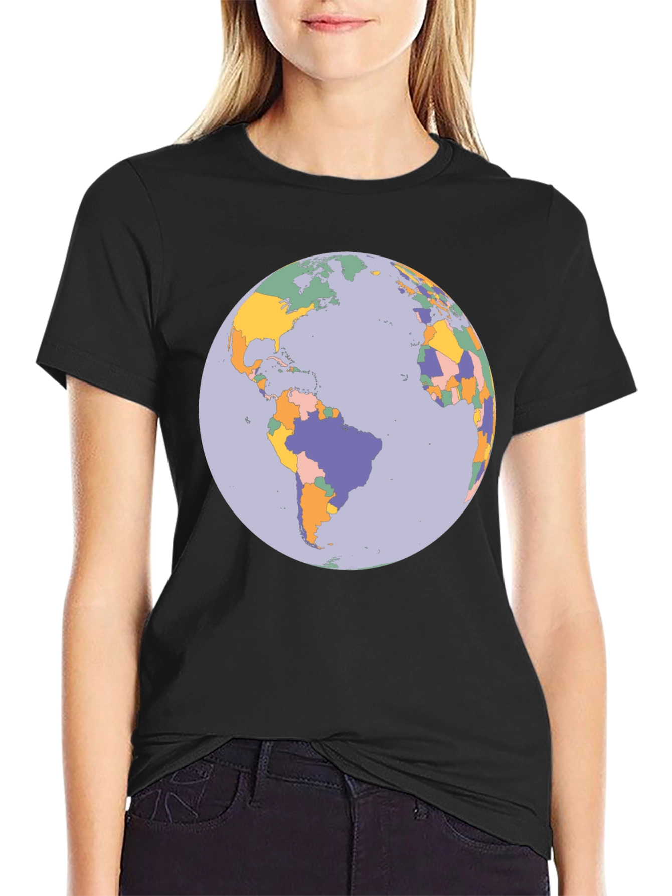 Earth Map Graphic Tee - Soft Cotton Blend