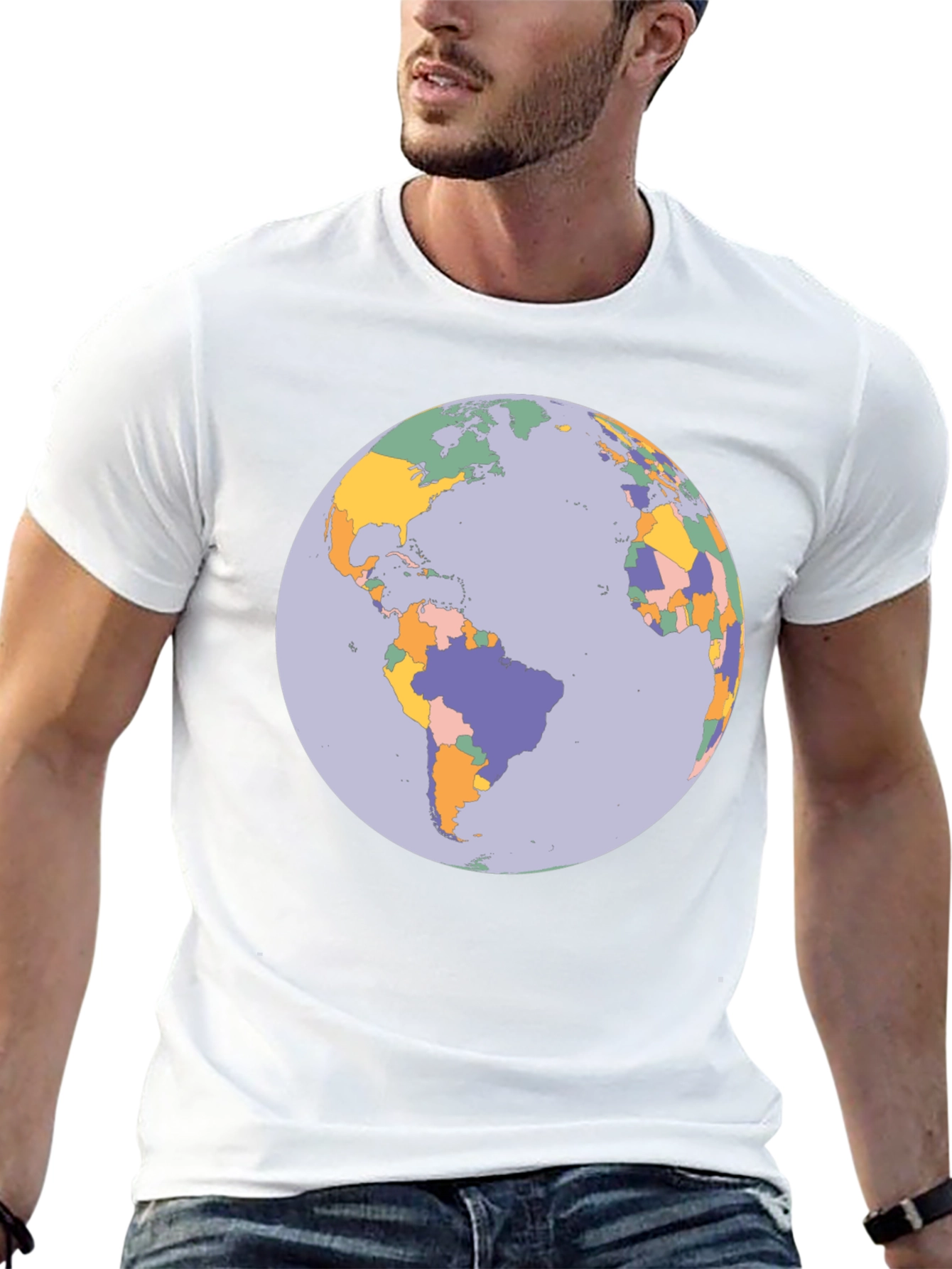 Earth Map Graphic Tee - Soft Cotton Blend