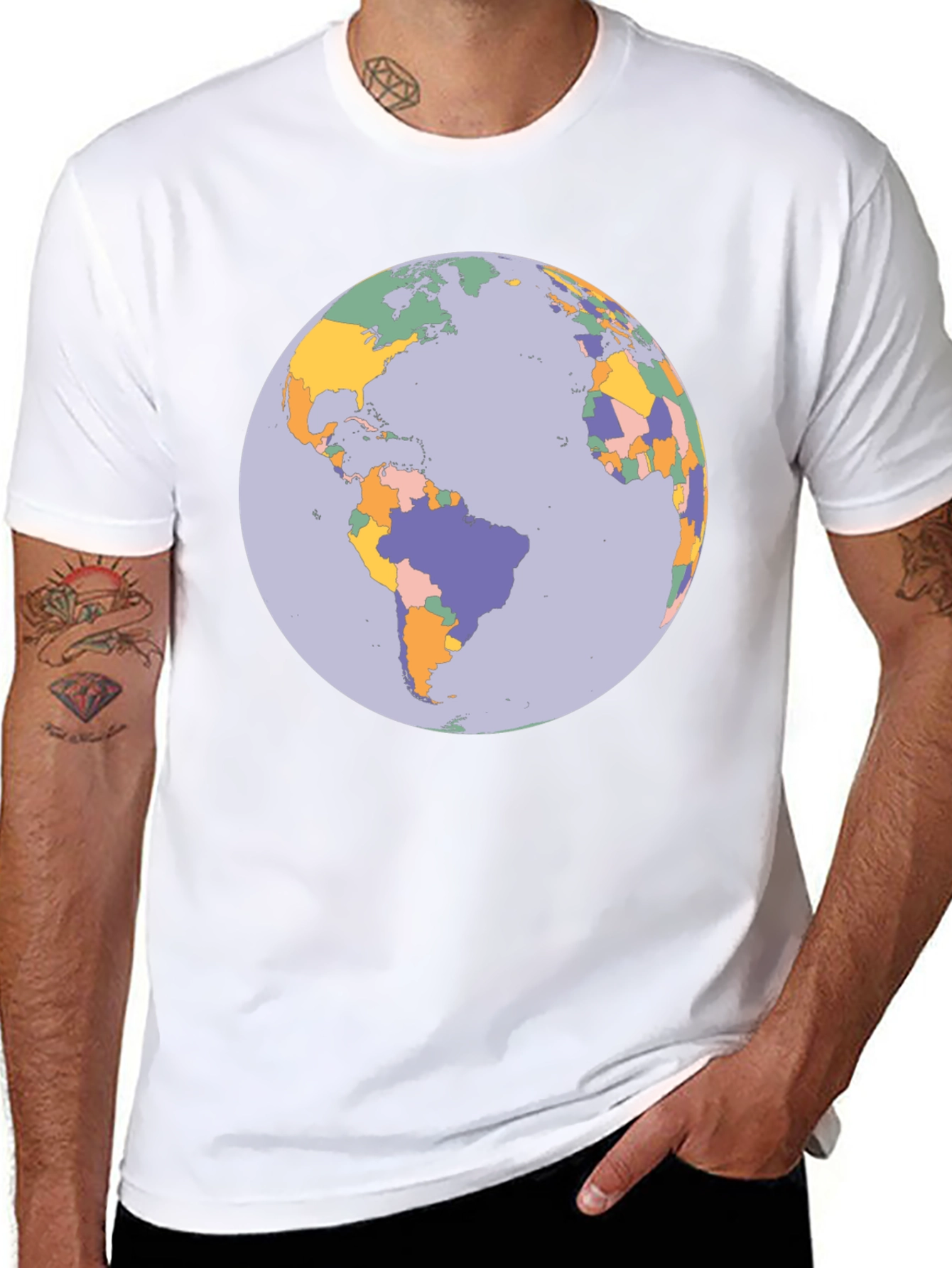Earth Map Graphic Tee - Soft Cotton Blend