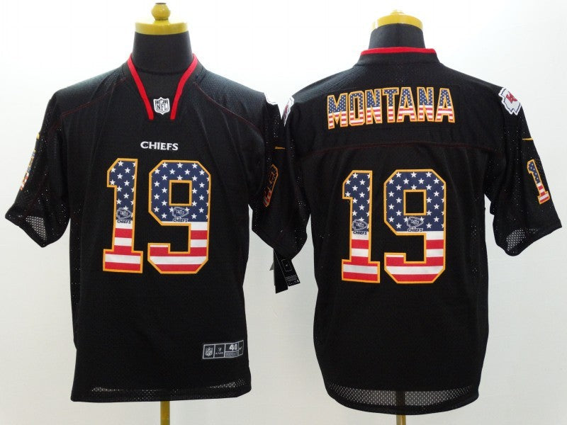 Men's Kansas City Chiefs Joe Montana #19 Black Game Jerseys