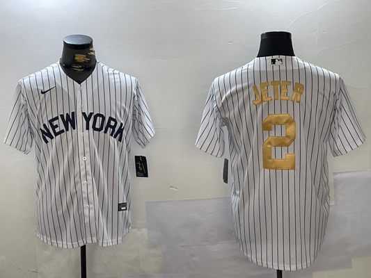 Men's New York Yankees Derek Jeter #2 White Player Game Jerseys