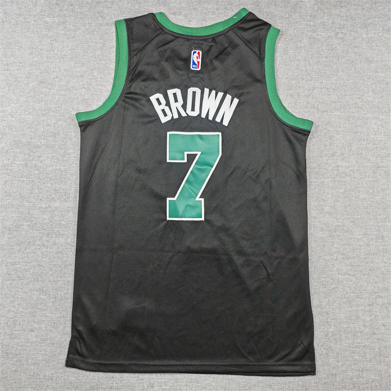 Men's Boston Celtics Jaylen Brown #7 Black Swingman Jerseys - Statement Edition