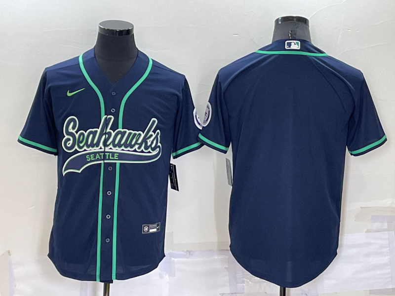 Men's Seattle Seahawks Navy Blank Jerseys