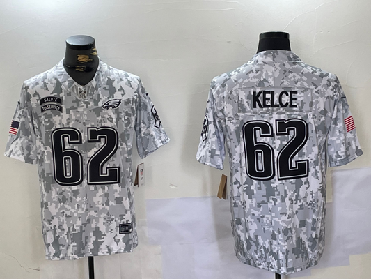 Men's Philadelphia Eagles Jason Kelce #62 Arctic Camo 2024 Salute to Service Limited Jerseys