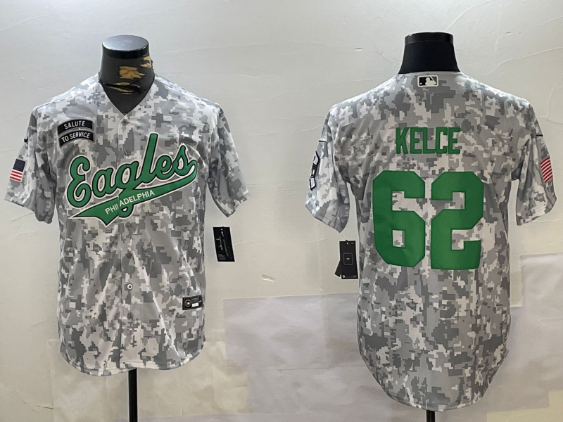 Men's Philadelphia Eagles Jason Kelce #62 Arctic Camo 2024 Salute to Service Player Jerseys