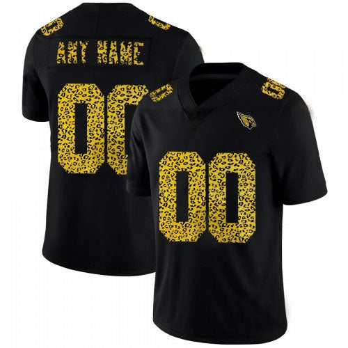 Custom1 Arizona Cardinals Jerseys Black Limited Fashion Vapor Black Leopard Print