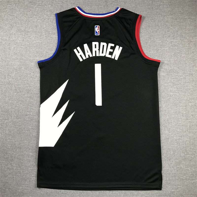 Men's LA Clippers James Harden #1 Black Swingman Jerseys - Statement Edition