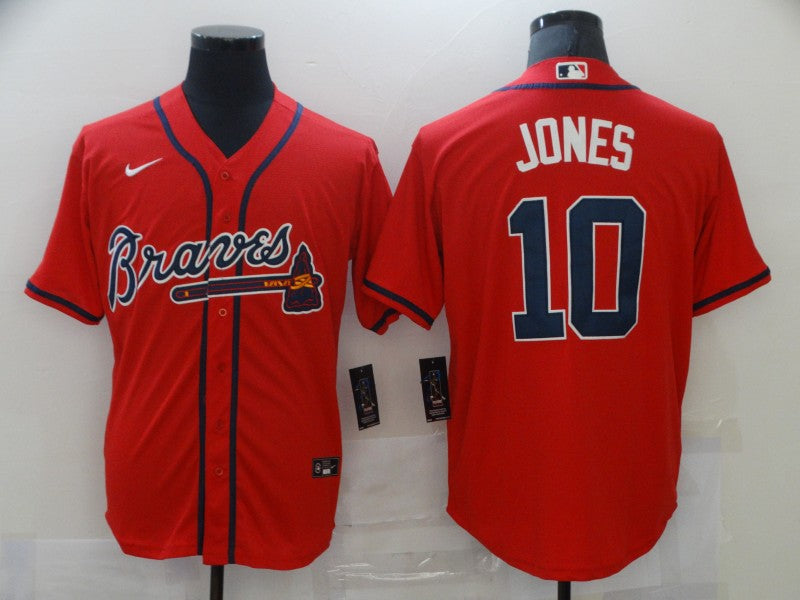 Men's Atlanta Braves Chipper Jones #10 Red Replica Player Jerseys