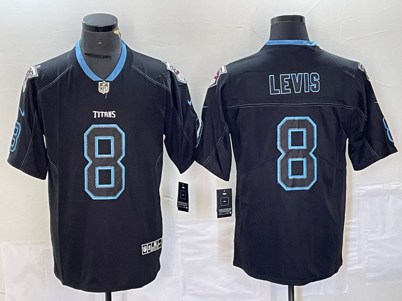 Men's Tennessee Titans Will Levis #8 Black Game Player Jerseys