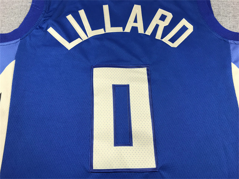 Men's Milwaukee Bucks Damian Lillard #0 Royal 2022/23 Swingman Jerseys - City Edition