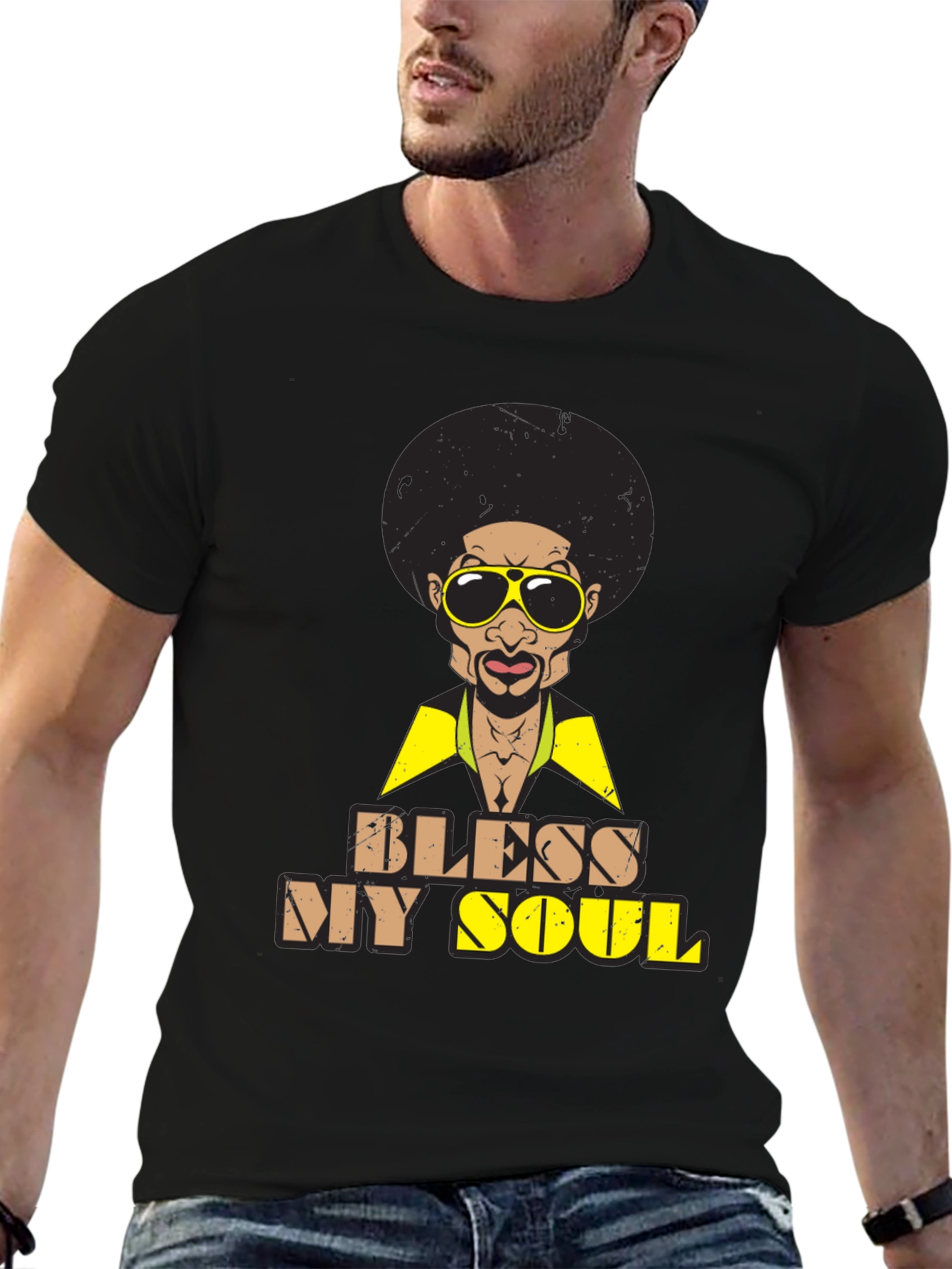 Bless My Soul Retro Graphic Tee - Black