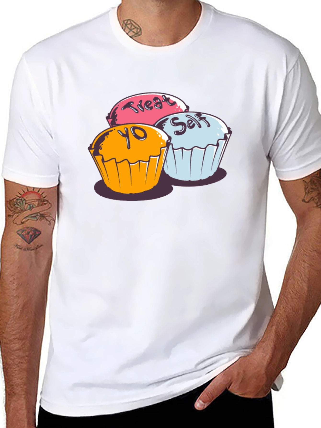Treat Yo Self Cupcake Graphic T-Shirt - Soft Cotton