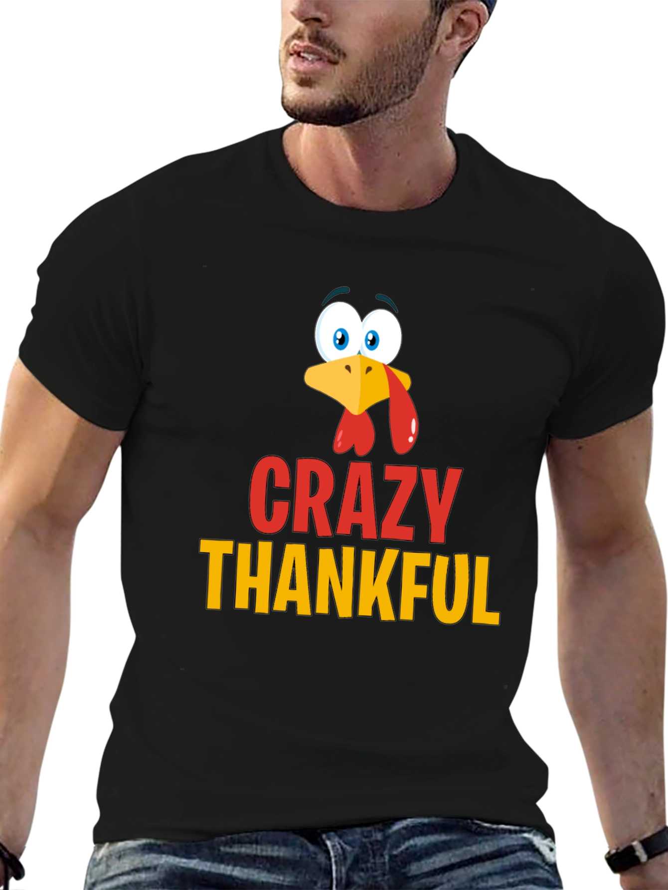 Crazy Thankful Turkey T-Shirt - Thanksgiving Apparel